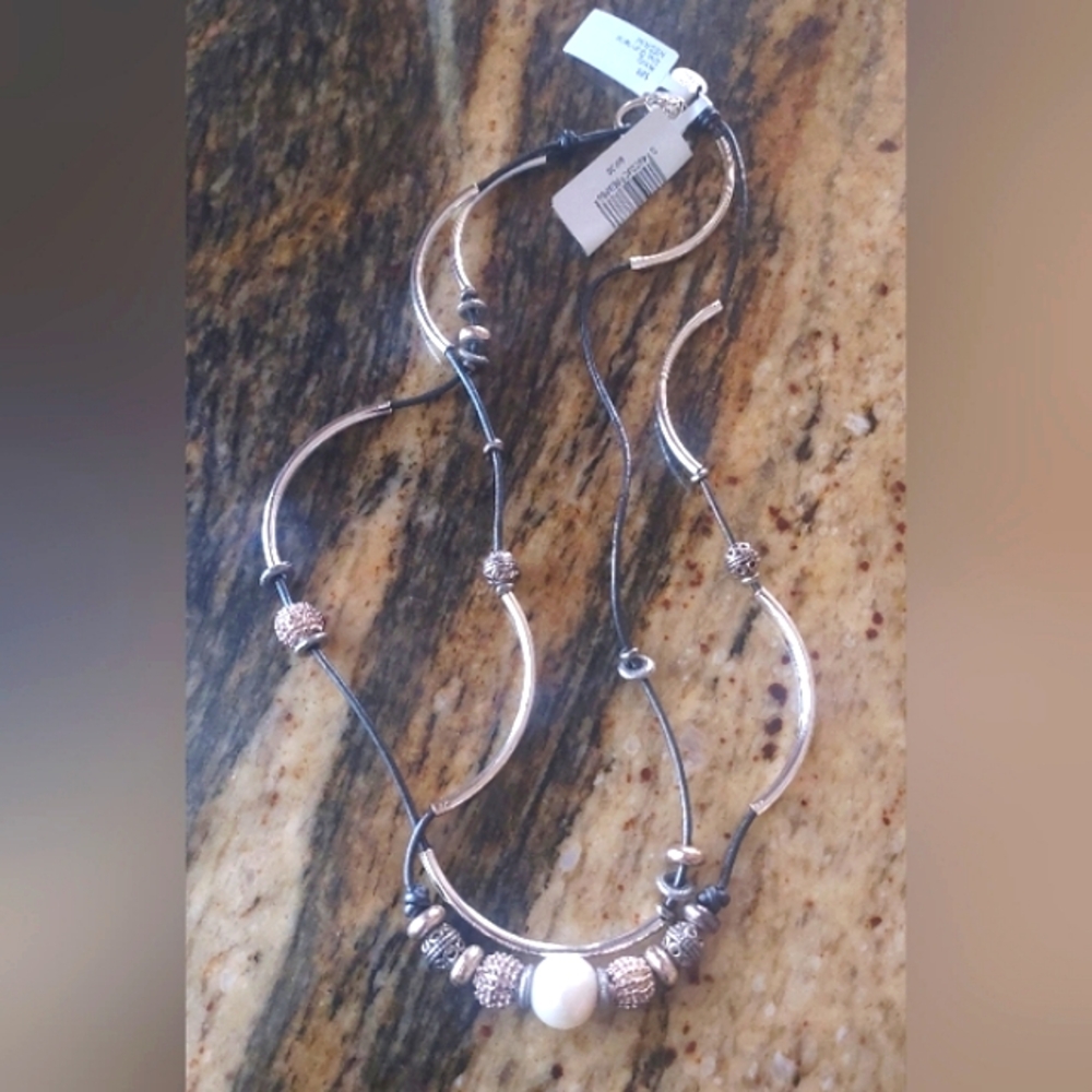 Lizzy James Silver and Black Beaded Convertable Wrap Necklace/Bracelet